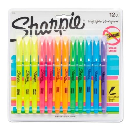 Sanford Sharpie Accent Pocket Style Highlighter - Chisel Tip - Assorted Ink - 12 Pack 27145
